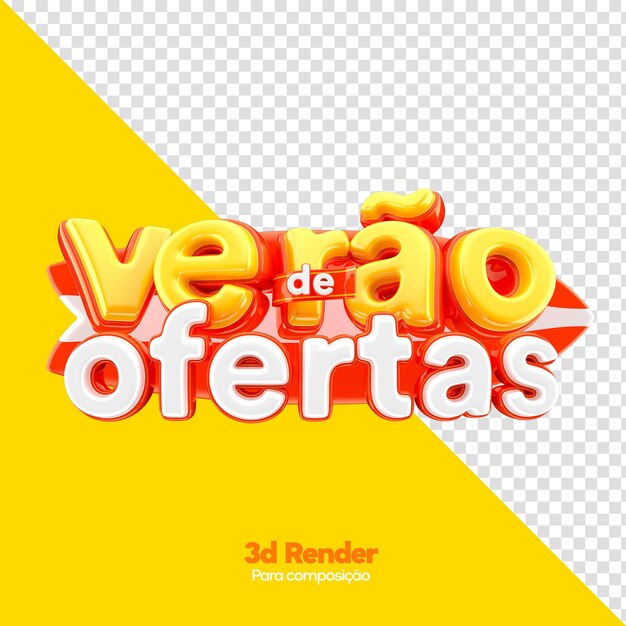 PSD Étiquette été d'offres au brésil rendu 3d en portugais