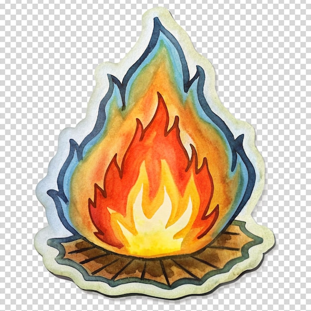 PSD Étiquette de feu de joie dessinée à la main sur fond transparent