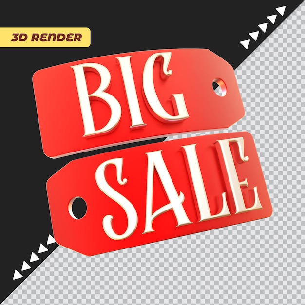 PSD Étiquette grande vente rendu 3d