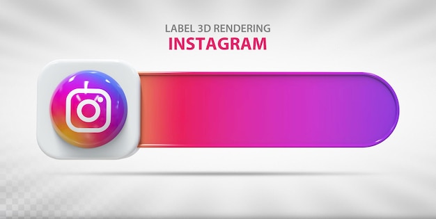 PSD Étiquette instagram de médias sociaux avec l'icône 3d