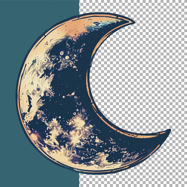 PSD Étiquette d'une lune sur un fond transparent