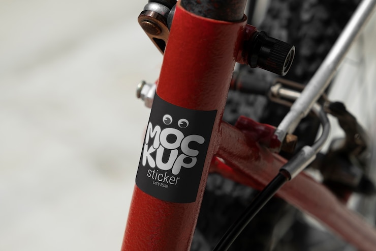 PSD étiquette sur maquette de vélo