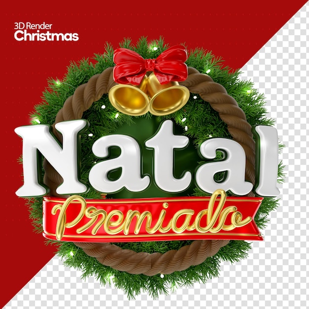 Étiquette Noël 3d Rendu En Portugais