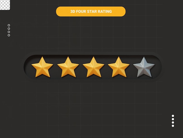 étiquette de notation à quatre étoiles icône 3D