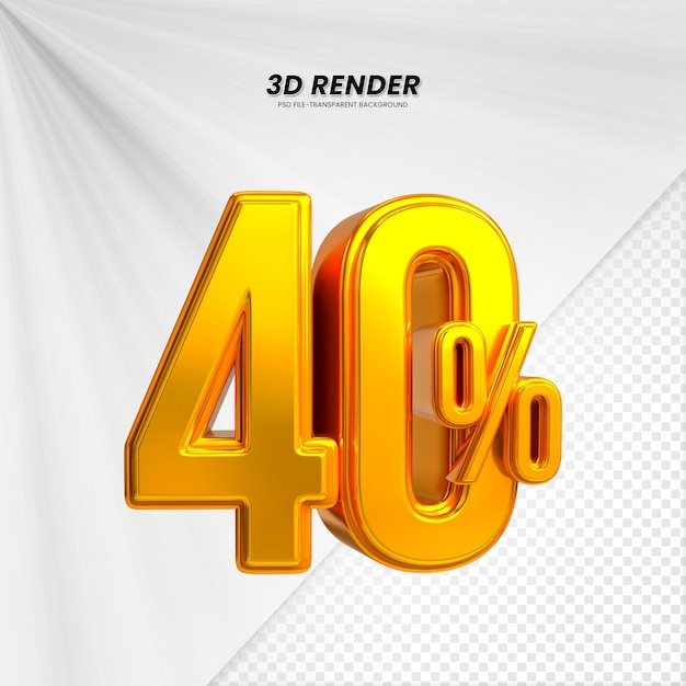 Étiquette De Prix De Remise De Vente 3d Rendu 3d Pour La Composition 40 Pour Cent Concept De Nombre