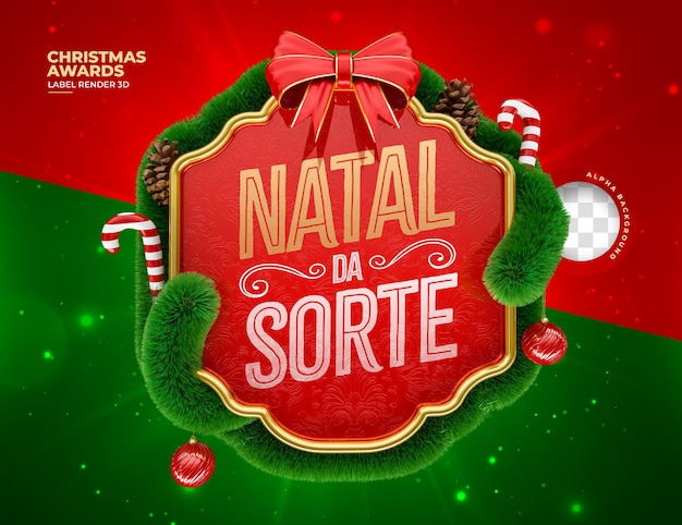 Étiquette De Rendu 3d De Noël En Portugais Pour Une Campagne De Marketing Au Brésil