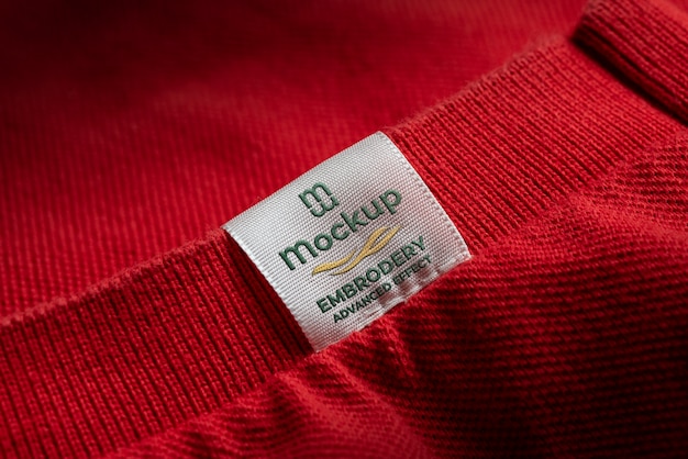 PSD Étiquette en tissu sur la maquette des vêtements