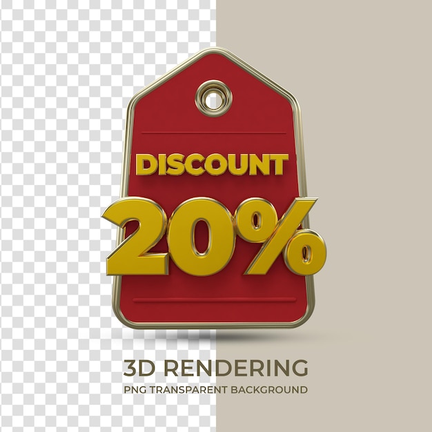 Étiquette De Vente Remise De 20 Pour Cent Rendu 3d Fond Transparent Isolé