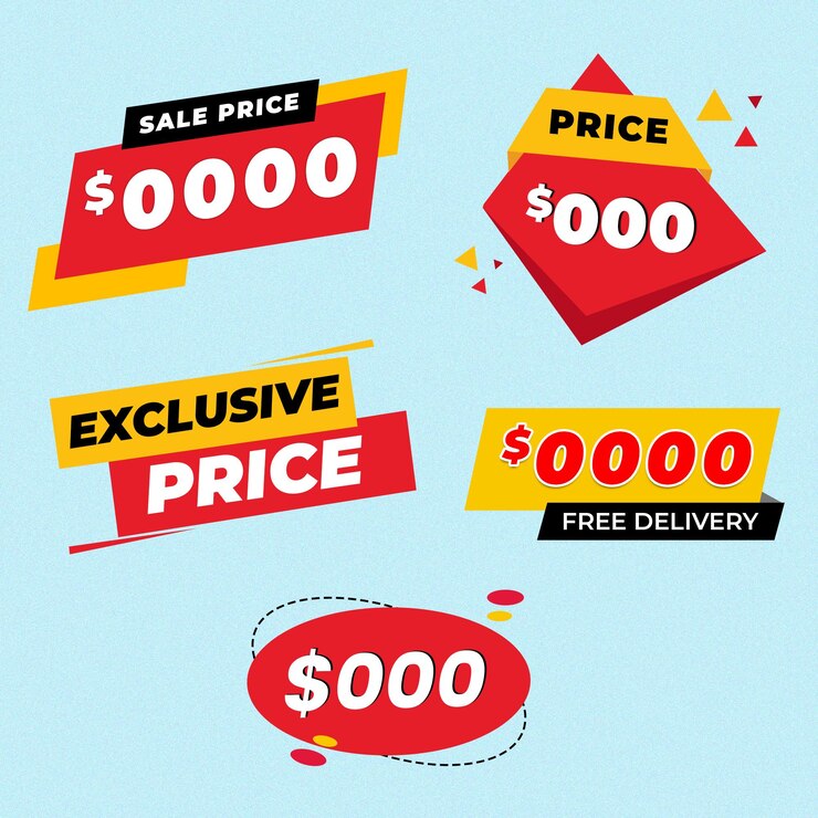 PSD étiquettes de prix vectoriels