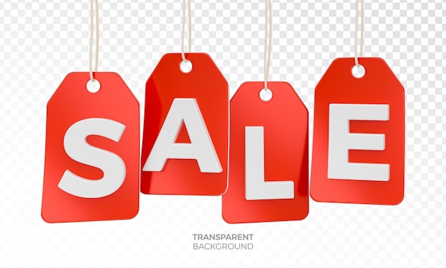 Étiquettes de vente rouges Rendre en 3D