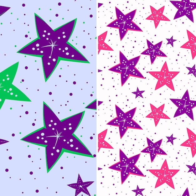 PSD une étoile violette avec des étoiles violettes et des étoiles vertes