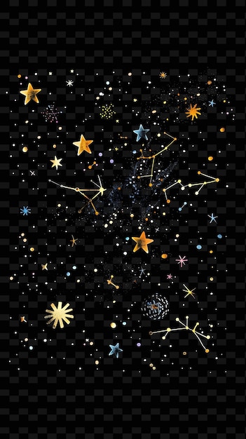 Étoiles Brillantes Et Constellations éparpillées à Travers La Composition Y2k Texture Forme Art De Décoration De Fond