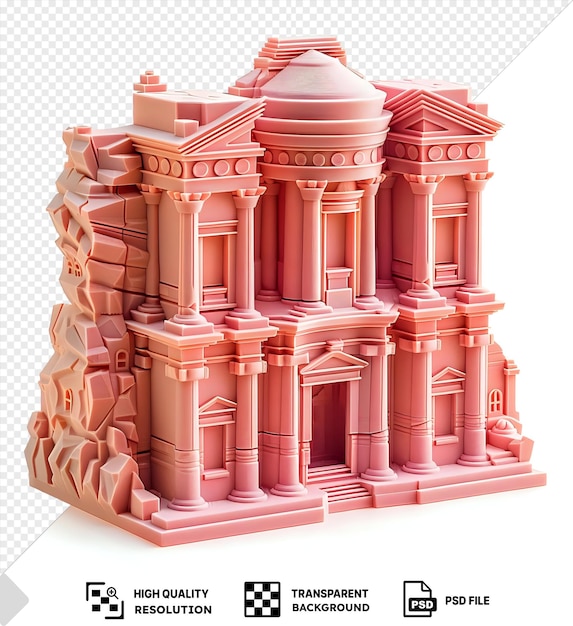 Étonnant Modèle 3d Du Bâtiment Du Trésor De Petra Avec Un Bâtiment Rose