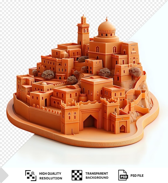 PSD Étonnant modèle 3d de la médina de marrakech avec un dôme blanc et un bâtiment