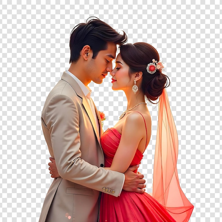 PSD étreindre avec amour la célébration du mariage en tenue traditionnelle
