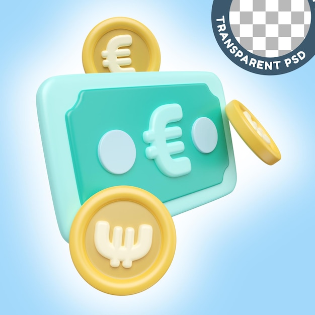 Euro, dinero, 3d, ilustración, icono