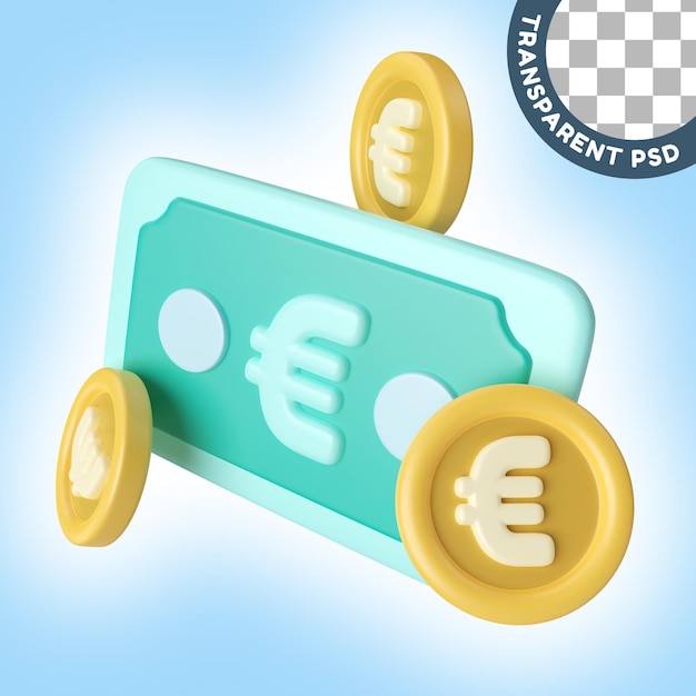 Euro, dinero, 3d, ilustración, icono