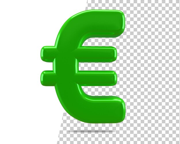 euro, dinero, señal, 3d, icono verde