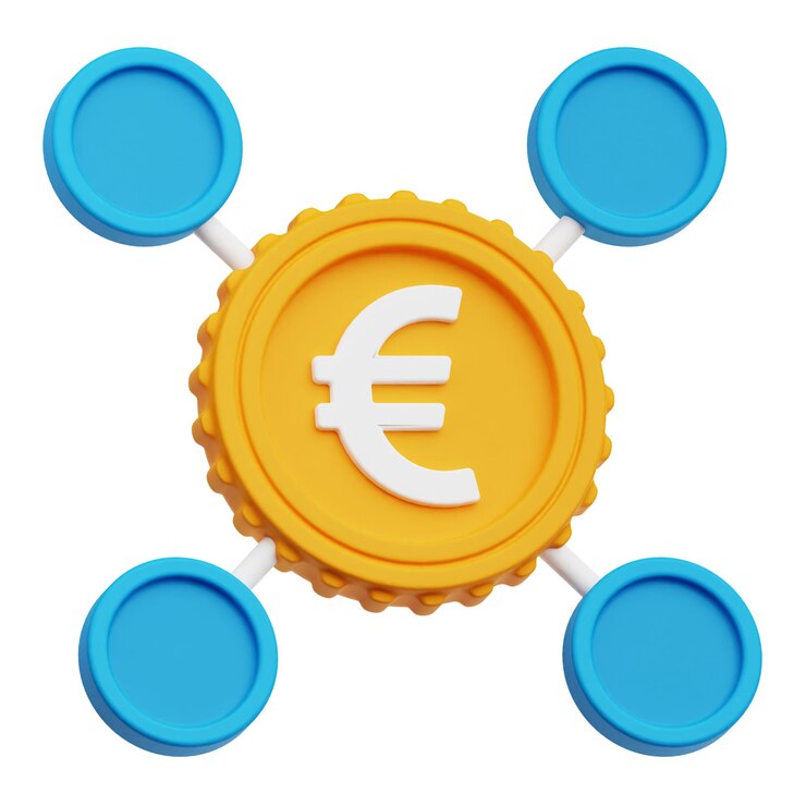 PSD euro-diversifizierungsinvestitionen 3d-symbol auf weißem hintergrund