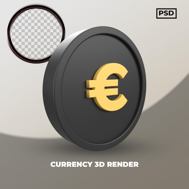 Euro moneda 3D Render negro