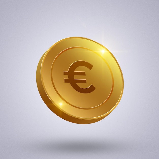 Euro-symbol auf goldener münze 3d