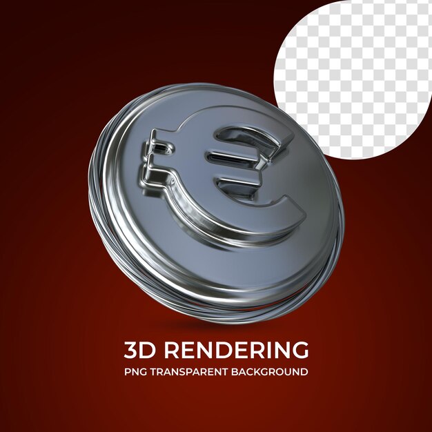 Euro-Währungssymbol 3D-Rendering isoliert transparenter Hintergrund
