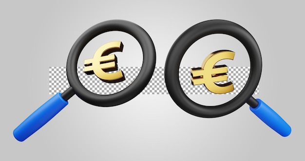 Europäische währungsforschung auf transparentem hintergrund 3d-rendering