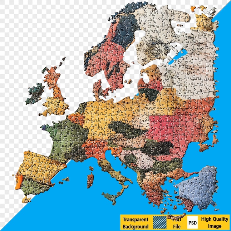 PSD europe jigsaw puzzle map