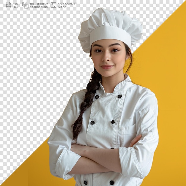 PSD european woman chef or cook psd transparent white isolated