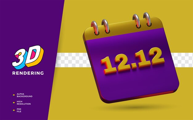 Evento 12.12 descuento de día de compras Venta flash Comercio electrónico Objeto de renderizado 3d