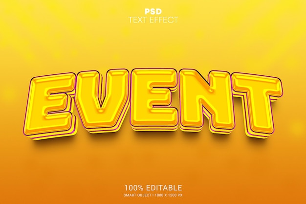 Evento 3D PSD Diseño de efecto de texto editable