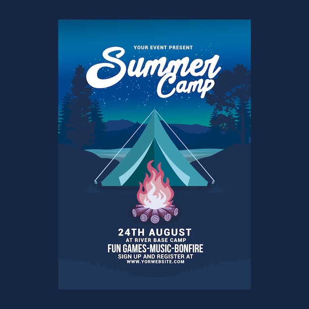 PSD evento de campamento de verano