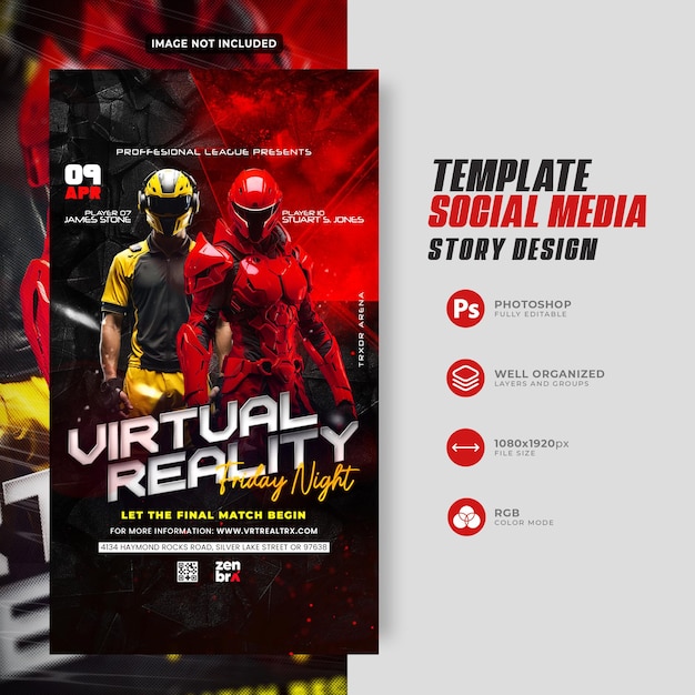 Evento de batalha de esportes eletrônicos, mídia social e modelo de história do Instagram