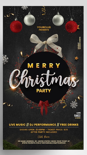 PSD evento de natal feliz de luxo flyer de história do instagram