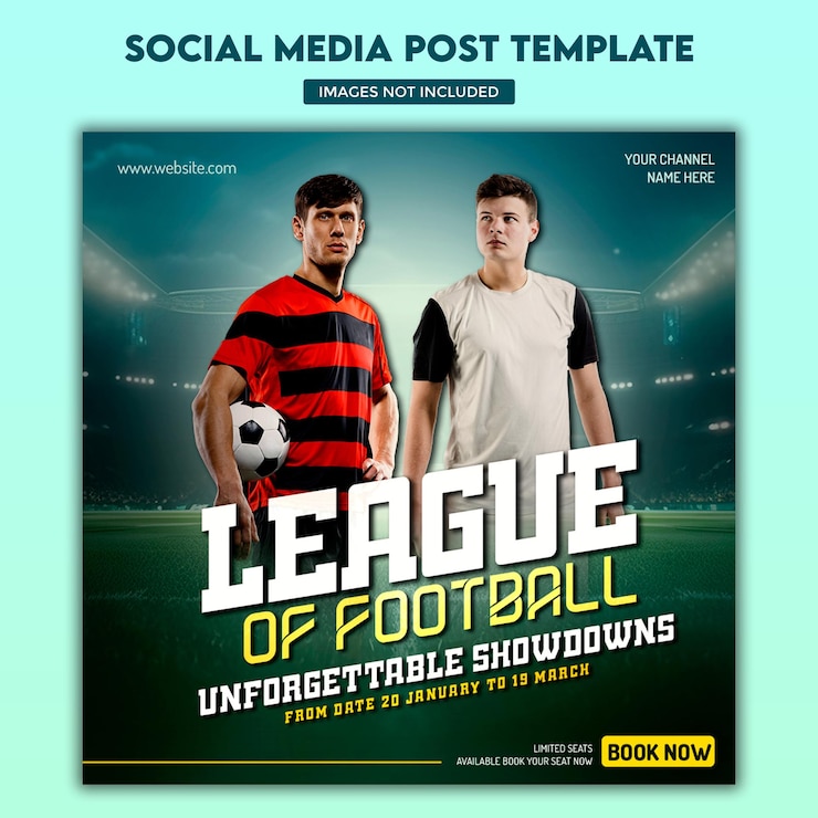 evento deportivo de fútbol post de redes sociales diseño de plantillas de banner para promoción