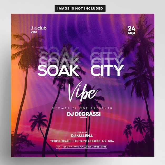 El evento de música de verano de la fiesta de Instagram Banner Flyer