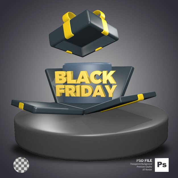 PSD evento de podio venta de viernes negro objeto de render 3d