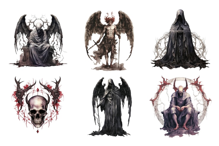 PSD evil being watercolor collection bundle set isolated on a transparent background