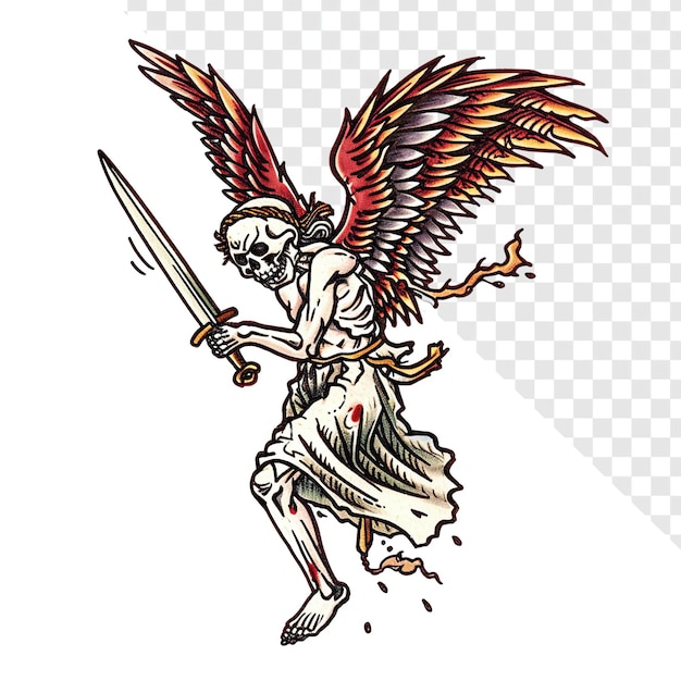 Evil Dead Arch Angel Tatuaggio tradizionale Flash Colori vintage