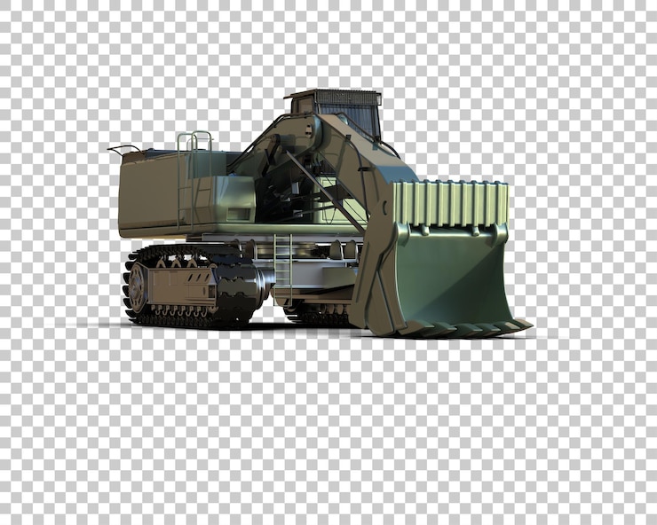 PSD excavadora aislada en el fondo ilustración de renderización 3d