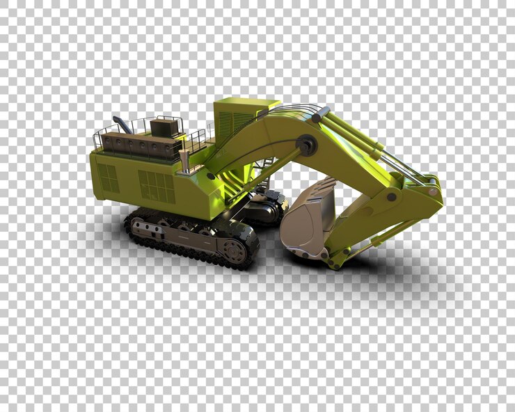 PSD excavadora aislada en el fondo ilustración de renderización 3d