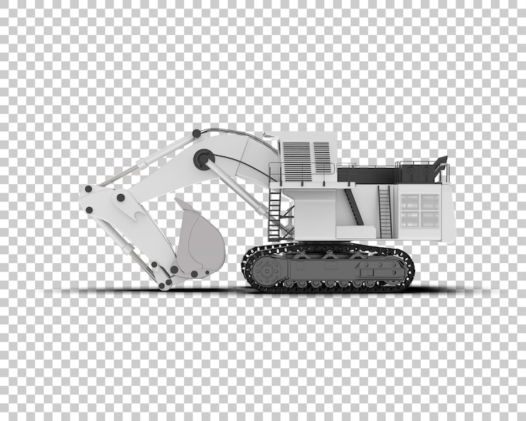 PSD excavadora aislada en el fondo ilustración de renderización 3d