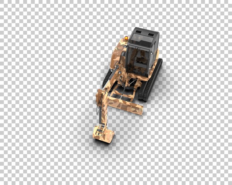 PSD excavadora aislada en el fondo ilustración de renderización 3d