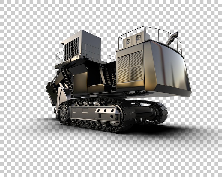 PSD excavadora aislada en el fondo ilustración de renderización 3d