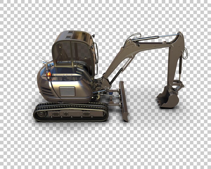 PSD excavadora aislada en el fondo ilustración de renderización 3d