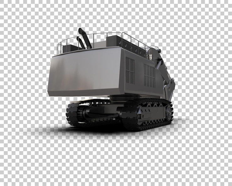 PSD excavadora aislada en el fondo ilustración de renderización 3d