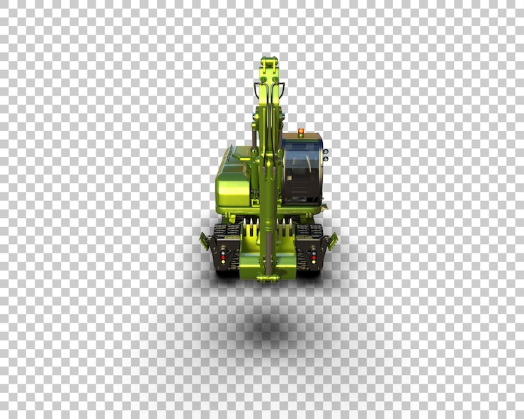 PSD excavadora aislada en el fondo ilustración de renderización 3d