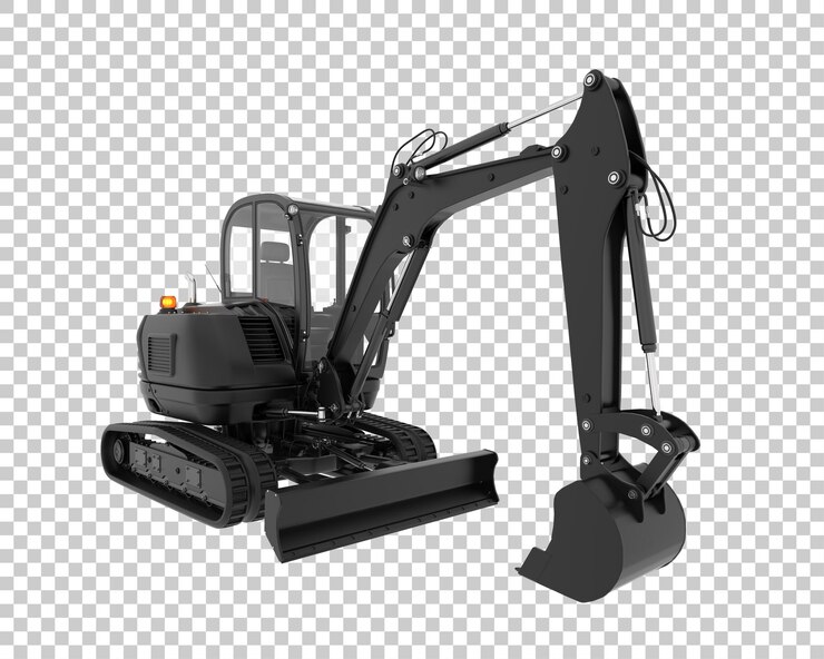 PSD excavadora compacta sobre fondo transparente ilustración de renderizado 3d
