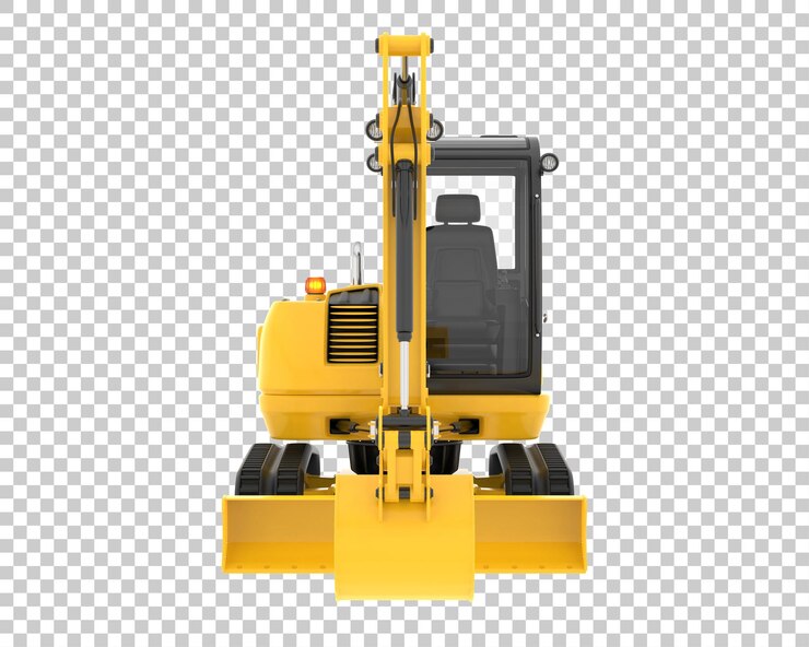 PSD excavadora compacta sobre fondo transparente ilustración de renderizado 3d