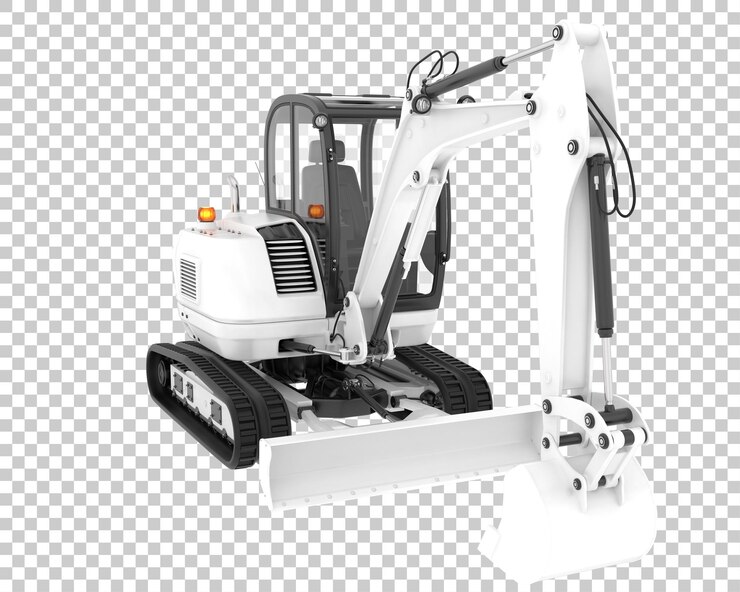 PSD excavadora compacta sobre fondo transparente ilustración de renderizado 3d